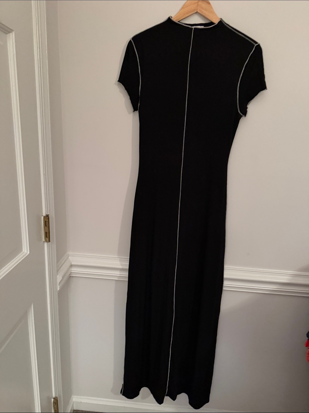 DISSH Black Maxi Dress with White Contrast Stitching